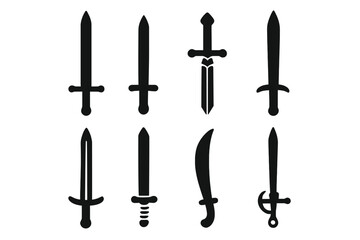 Collection of various sword silhouettes for ancient and fantasy weaponry