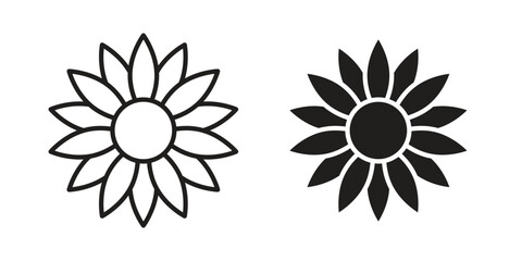 Sunflower icon art in black and white