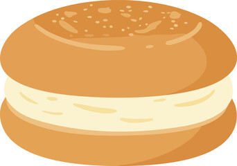 A delicious sweet bun with a creamy white filling, often enjoyed as a dessert or snack.