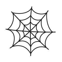 Spooky Spider Net Isolated Cartoon Drawing for Halloween Clipart