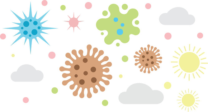 Vector illustration of viruses germs and bacteria background art