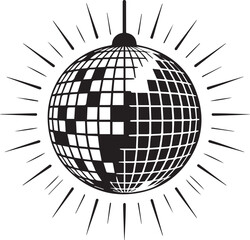 Celebrate new year's eve with a retro disco ball sparkle burst silhouette design