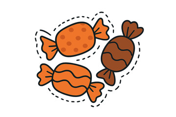 Colorful wrapped candies with polka dots and wavy lines for sweet treats