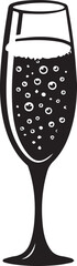 Celebration champagne glass with bubbles sparkling festive drink silhouette for new year's eve and events