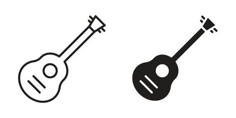 Ukulele icon art in black and white