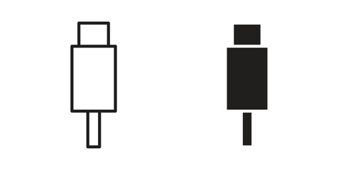 USB type c icon art in black and white
