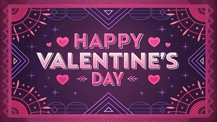 Happy Valentine's Day A Festive and Romantic Design with Hearts and Decorative Elements