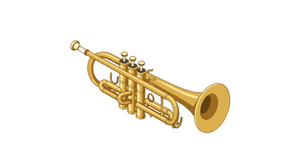 Obraz premium Golden trumpet on white background in isometric style