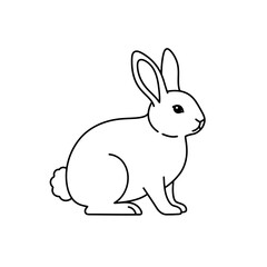 Clean Black Line Art Drawing of a Peaceful Rabbit Character Profile View