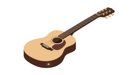 Fototapeta premium Acoustic guitar in isometric perspective with wooden texture