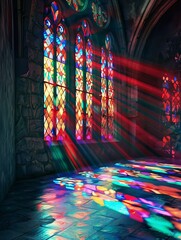 Light rays in shades of red background