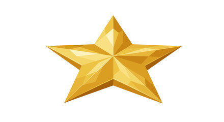 Shiny geometric gold star on white background for celebrations and awards