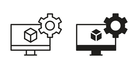 Virtual machine icon art in black and white
