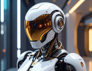 Fototapeta premium High-tech futuristic robot concept design, 3D render HD digital graphic 