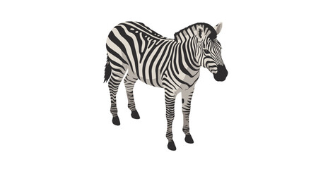 Fototapeta premium Detailed zebra in 3d style on white background