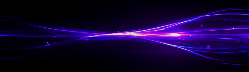Abstract glowing purple energy trails and light streaks on a dark background