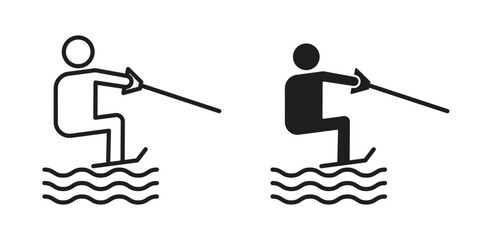 Wakeboarding icon art in black and white
