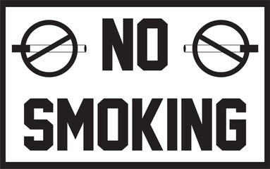 Set of No Smoking and Smoking Area vector signs in white and black with cigarette icons.