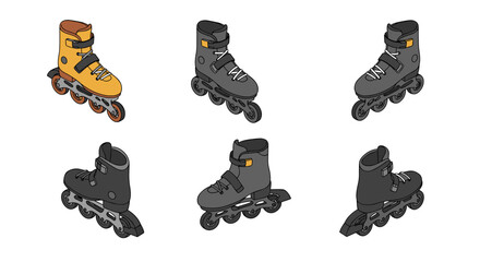 Isometric rollerblade design collection in various colors