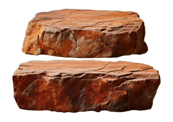 Flat rock podiums for product display isolated on a transparent or white background