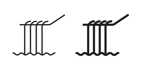 Waterfall icon art in black and white