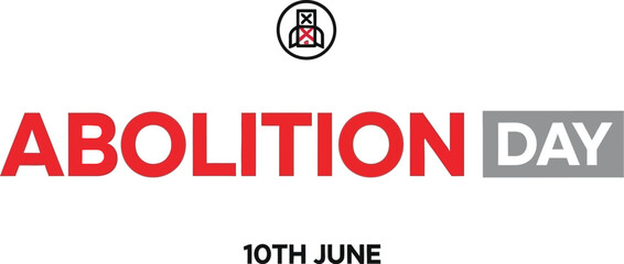Commemorating Abolition Day with bold typography and a symbolic icon