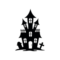 Haunted House Icon – Spooky Halloween Illustration