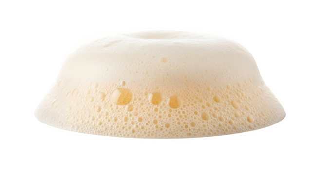 Closeup of a beer foam isolated on transparent background, showcasing its texture and bubbles, perfect for illustrating brewing or beverage concepts
