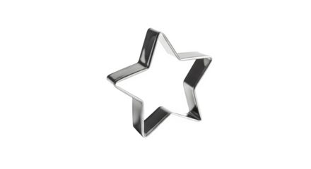 Starshaped cookie cutter isolated on transparent background, perfect for baking themes, holiday celebrations, or culinary design projects