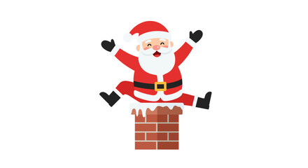 Happy Santa Claus jumping out of a chimney for Christmas. © G Factory