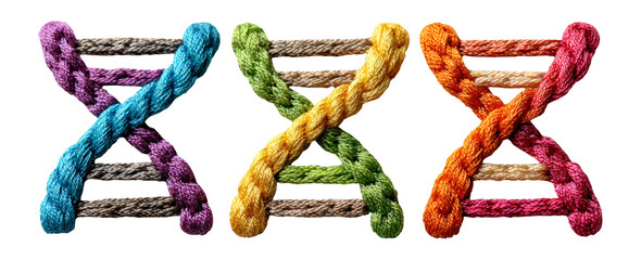 Colorful Twisted Rope Patterns on Transparent Background for Artistic Use