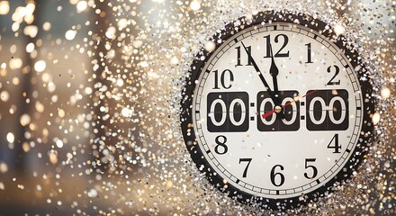 Fototapeta premium Clock at Midnight with Confetti