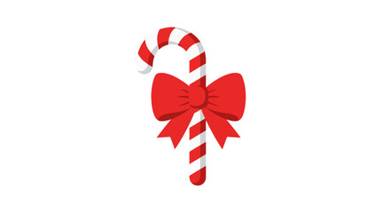 Classic red and white striped candy cane with a festive red bow.