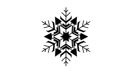 Intricate black snowflake design winter symbol illustration.