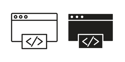 Web Code icon art in black and white