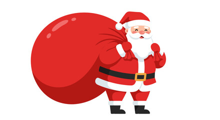 Santa Claus with a large red sack full of Christmas gifts.