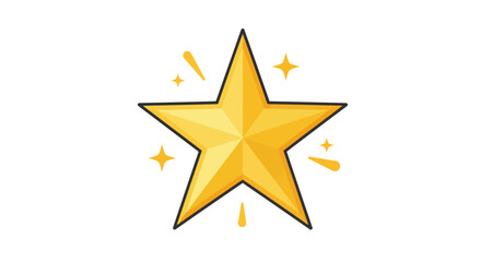 Bright golden star with sparkling effect and shiny surface.
