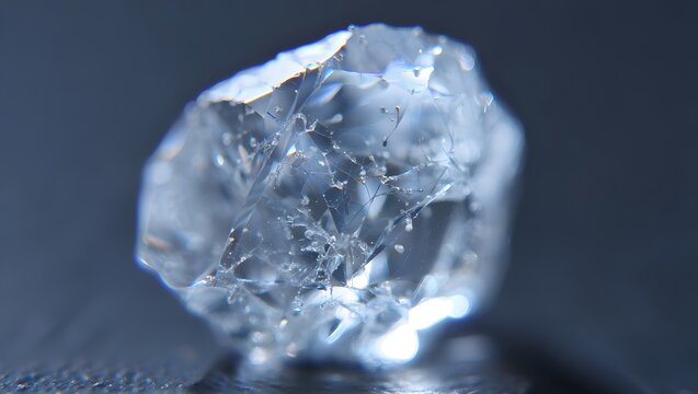 Closeup of a raw uncut diamond crystal on dark background