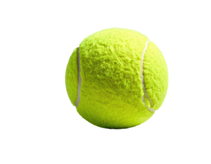 A vibrant, fuzzy, green tennis ball isolated against a stark black background