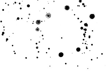 Abstract grunge black and white distressed texture splatter splash paint ink spots transparent overlay background