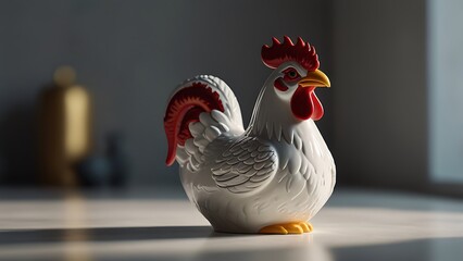 Charming 3D animated rooster made of ceramic