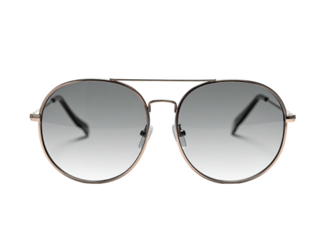 Aviator-style sunglasses with a gradient lens, gold frame, and black temples