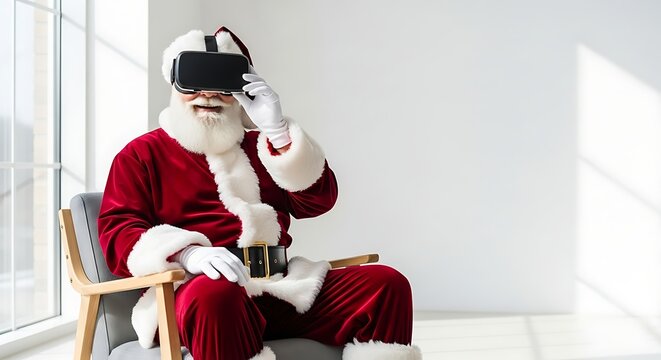 Santa Claus Uses Virtual Reality Headset