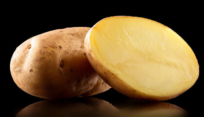 Potato Cut In Half Isolated On Black