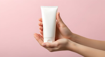 Elegant Cosmetic Cream Mockup Perfect for Branding and Advertising Campaigns Showcasing Skincare and Beauty Products on a Soft Pink Background Capture