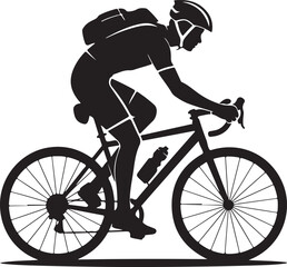 Cyclist Silhouette on Bicycle with Helmet and Water Bottle bike cycling