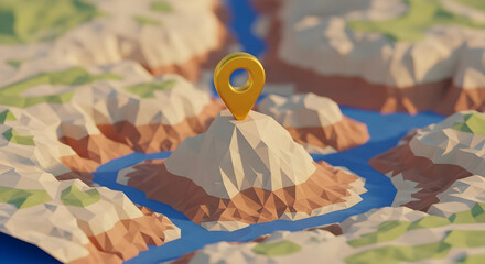 Golden location pin on a topographic map showing exploration concept business adventure destination travel holiday journey global navigation discover150