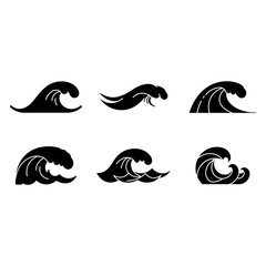 Wave Icon Set – Ocean Water Collection