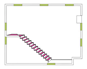 Modern 2D Floor Plan with Interior Staircase Layout, floor plan, staircase design, architectural drawing