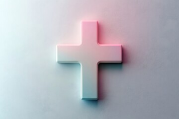 Obraz premium Medical cross symbol features a smooth colorful gradient set against a textured white background, illustrating healthcare and wellness concepts